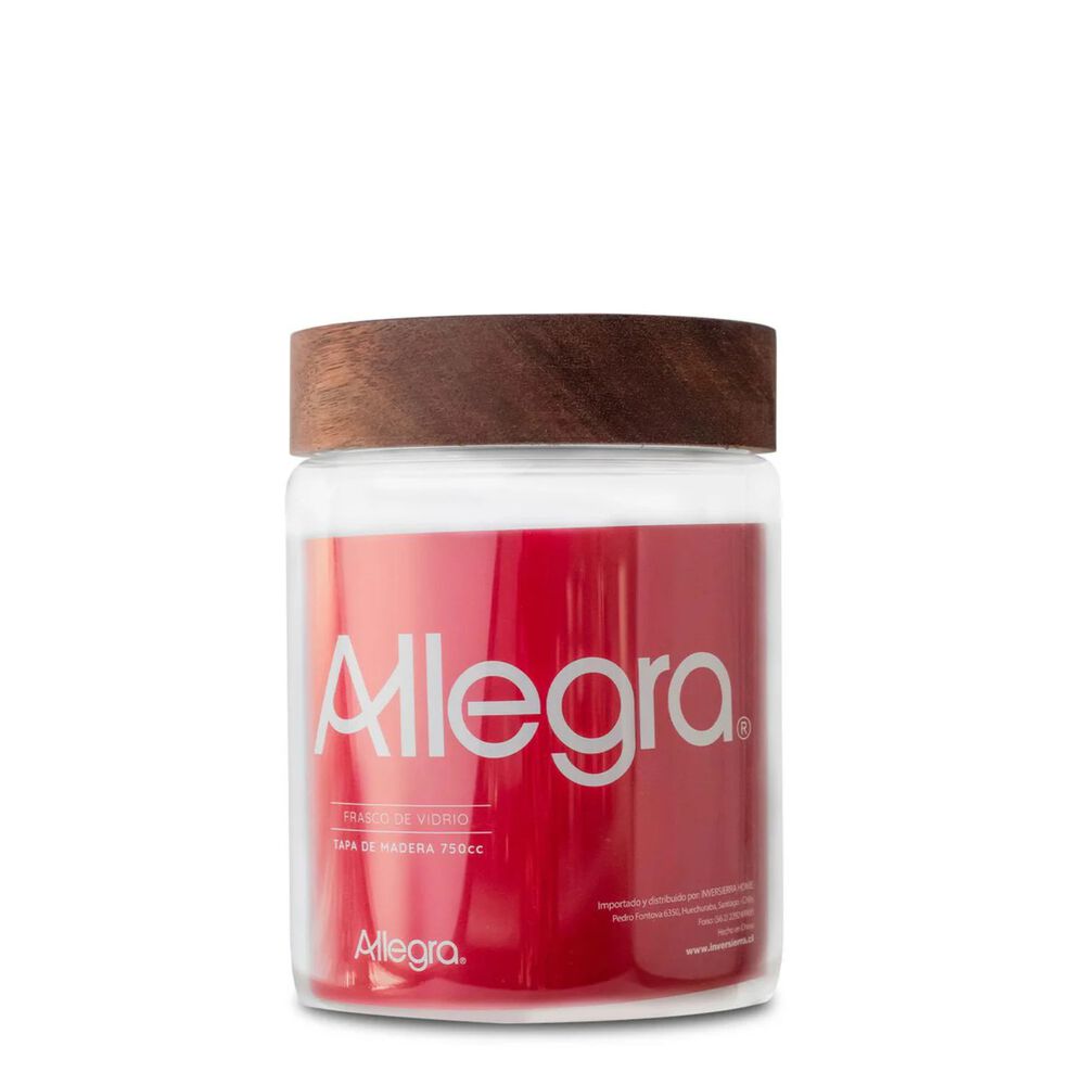 Frasco Vidrio Tapa Madera 750ml Allegra Recipiente image number 0.0