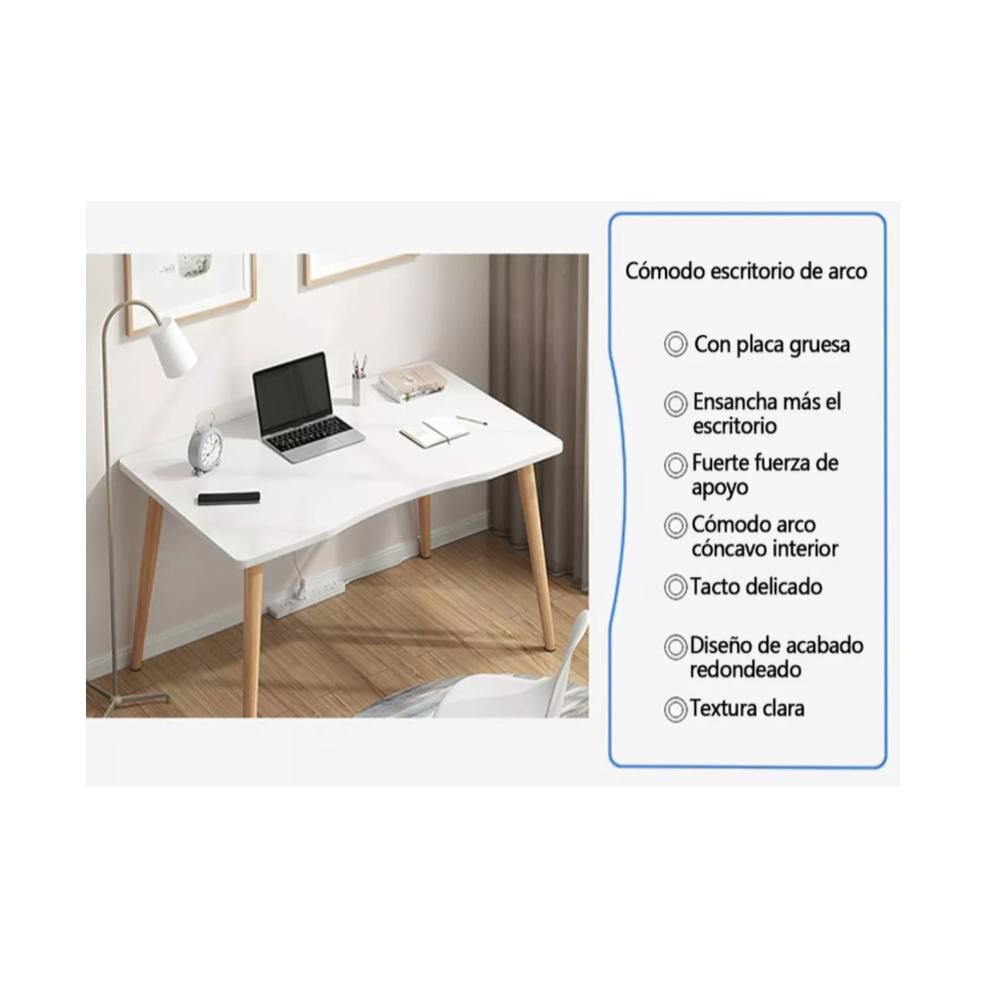 Mesa De Ordenador Diseño Curvo Para Hogar Oficina Madera image number 6.0