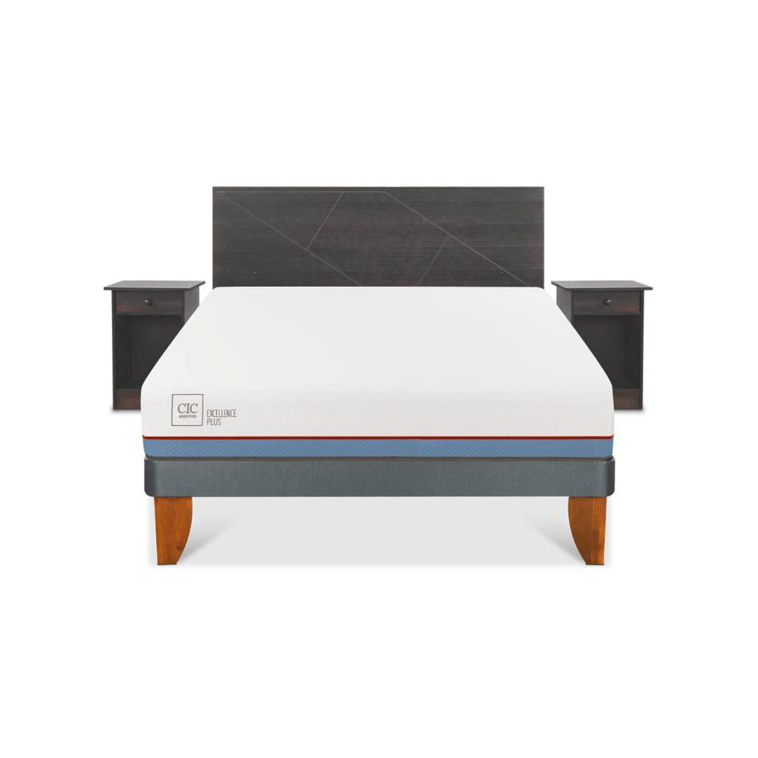 Cama Europea Cic Excellence Plus / 2 Plazas / Base Normal + Set De Maderas image number 0.0