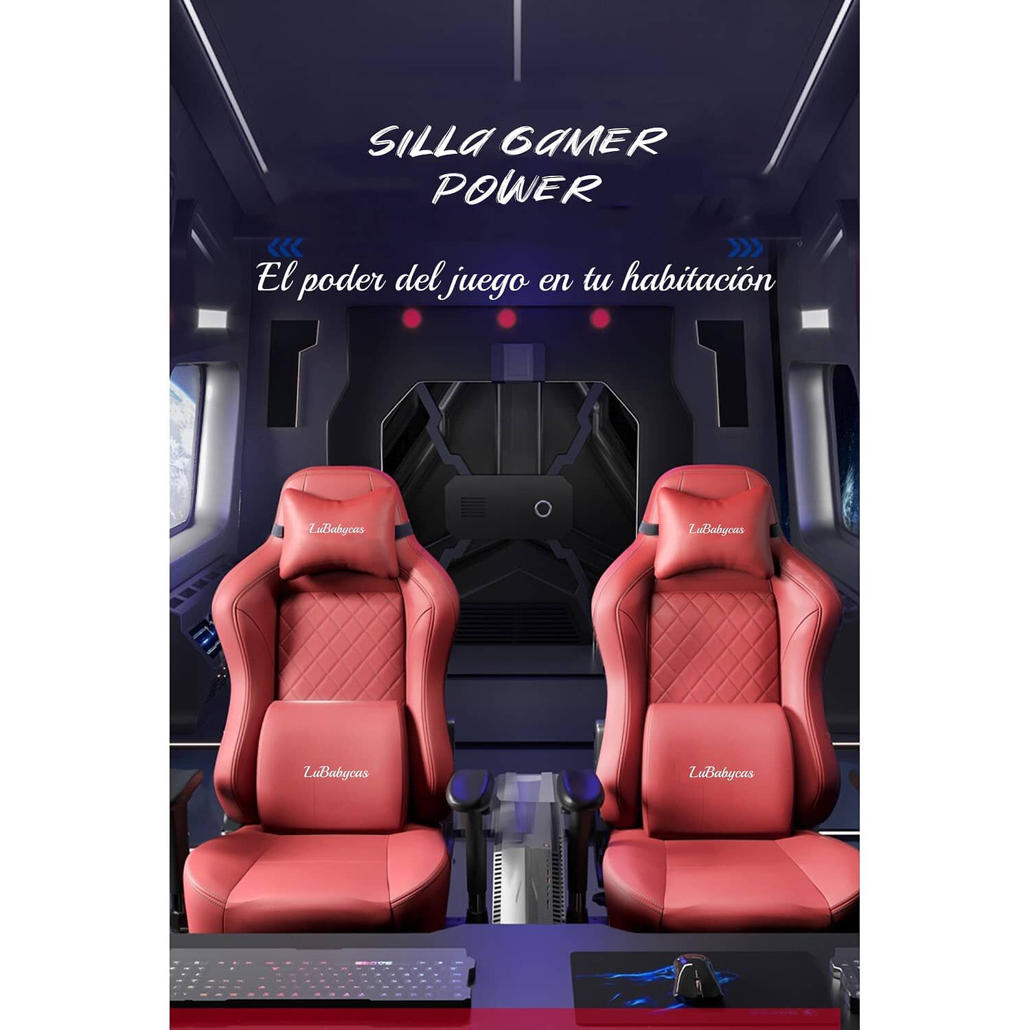 Silla Gamer Premium Reclinable Con Reposapies Power Roja image number 6.0