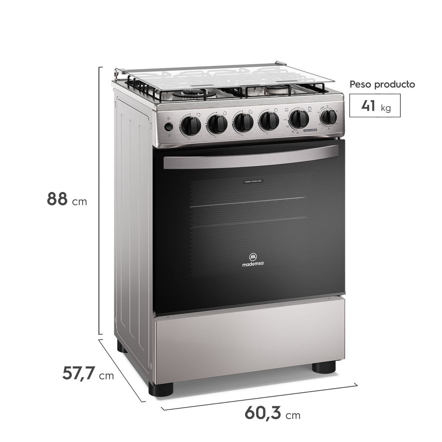 Cocina A Gas 4 Platos Horno Vapor Y Triple Llama Fm4ssc Inox image number 2.0