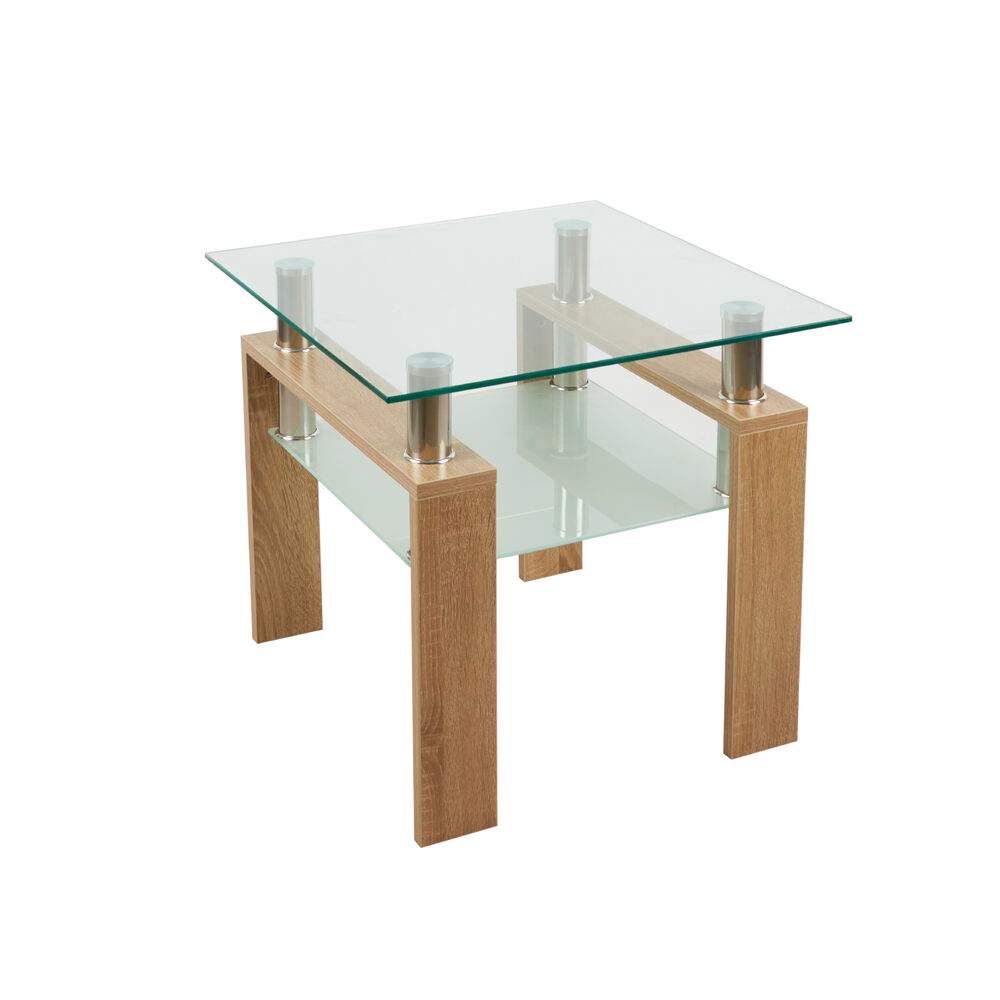 Mesa Lateral Moderna Madera Y Vidrio image number 0.0