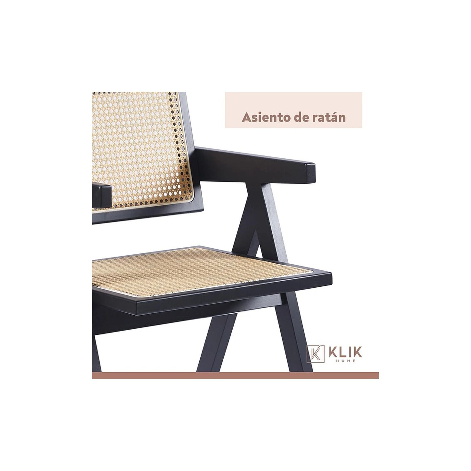 Comedor Rectangular De 120x80 Negra + 6 Butaca Chandigarh Madera Negra image number 6.0