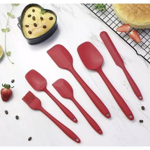 Esp&aacute;tula De Silicona Antiadherente 6 Unidades Color Rojo