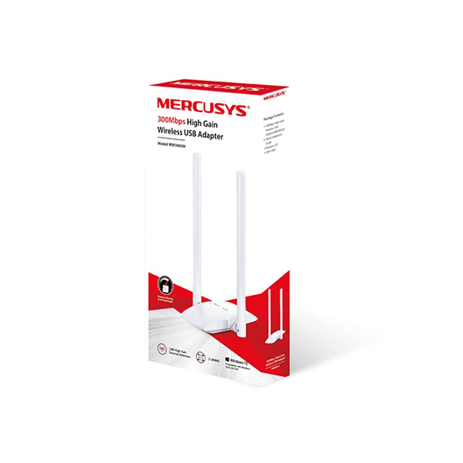 Adaptador De Red Wifi Usb Mercusys Mw300uh, 300mbps, Doble Antena, Alta Ganancia 5dbi image number 1.0