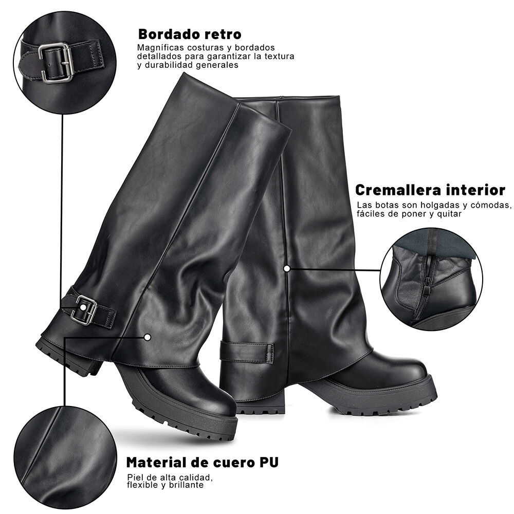 Botas Largas Mujer Eco Cuero De Moda Weide Czy605 image number 7.0