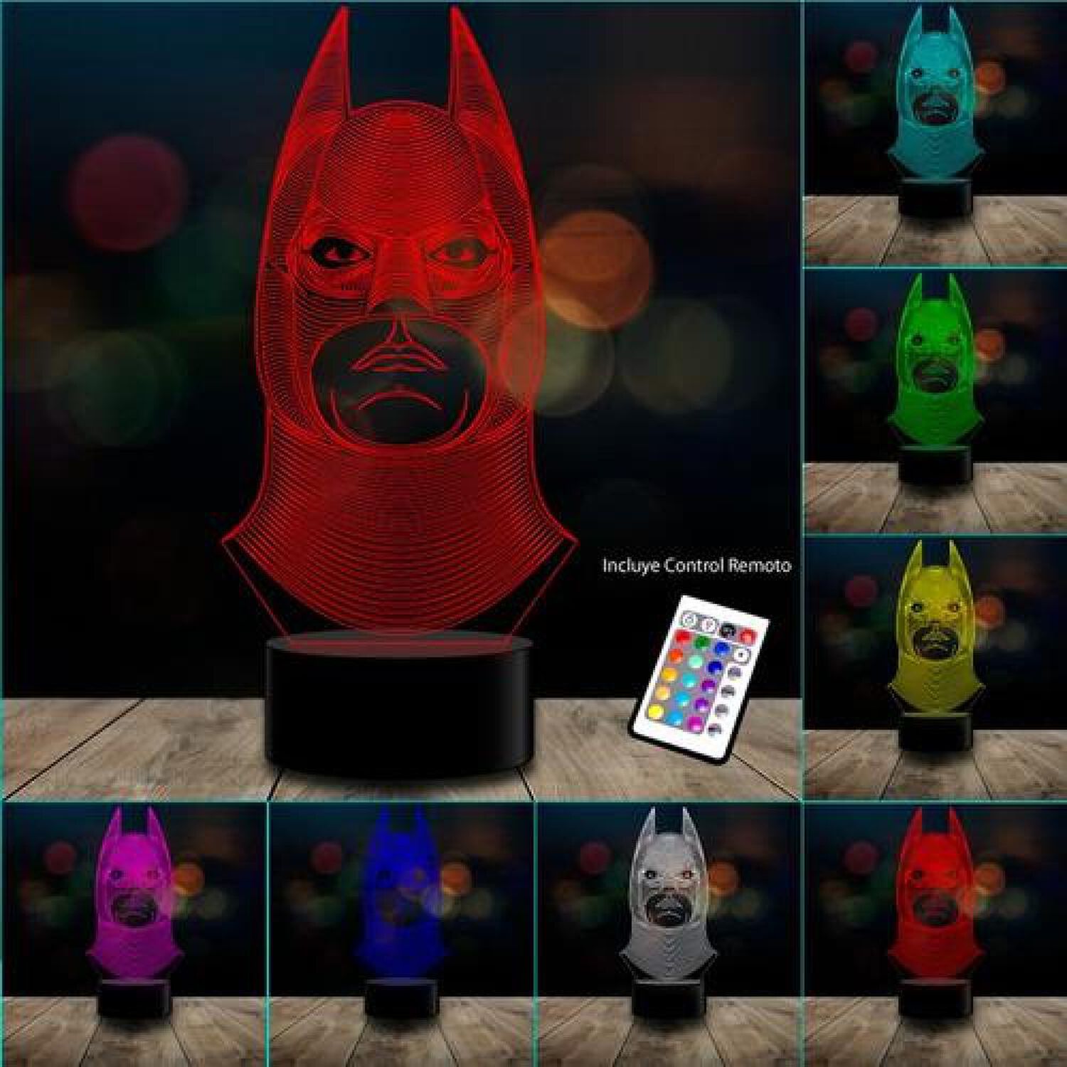 Ilusion Led 3d Batman Frente Dc Comic C/remoto Colores image number 1.0