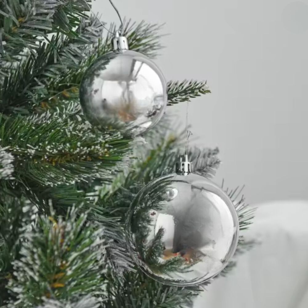 6 Esferas Navideñas Bambalina 4cm Adorno Plateado Decoracion image number 2.0