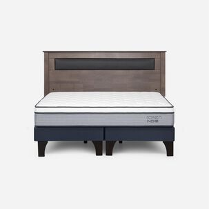 Cama Europea Rosen Indie / 2 Plazas / Base Dividida  + Respaldo Ferrara Gris