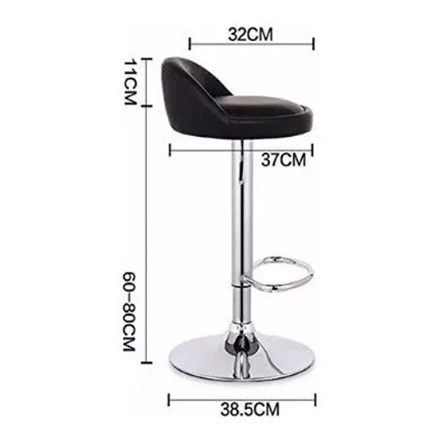 Silla Bar Taburete Altura Regulable Ecocuero Negro Cromado image number 1.0