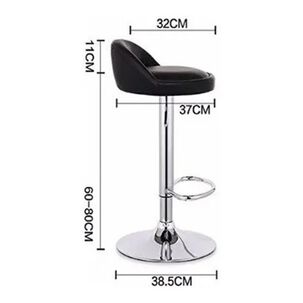 Silla Bar Taburete Altura Regulable Ecocuero Negro Cromado