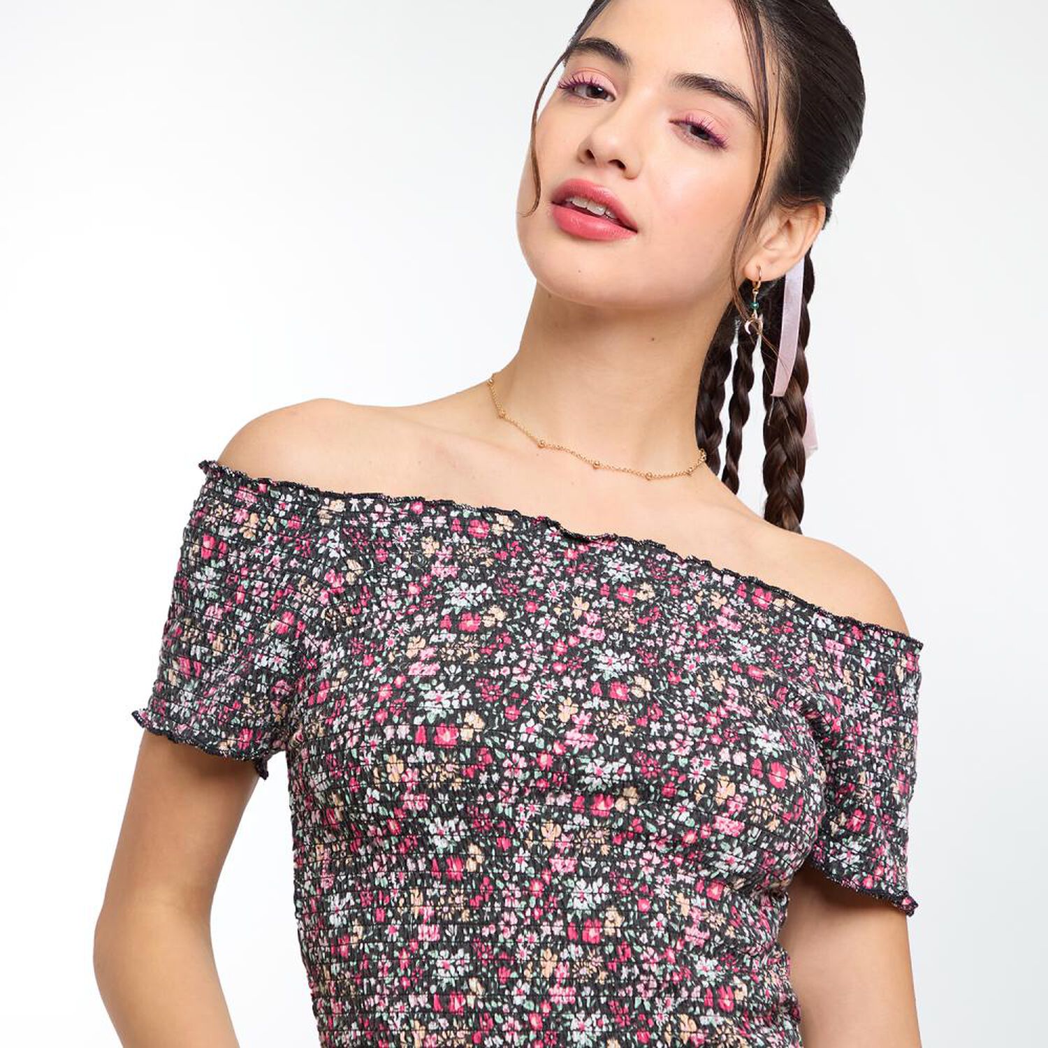 Polera Crop Panal Manga Corta Cuello Recto Mujer Freedom image number 4.0