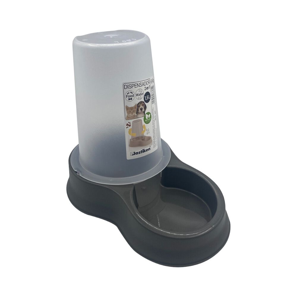 Dispensador Mascota Agua Y Comida 1,5 L Negro Plastiken image number 0.0