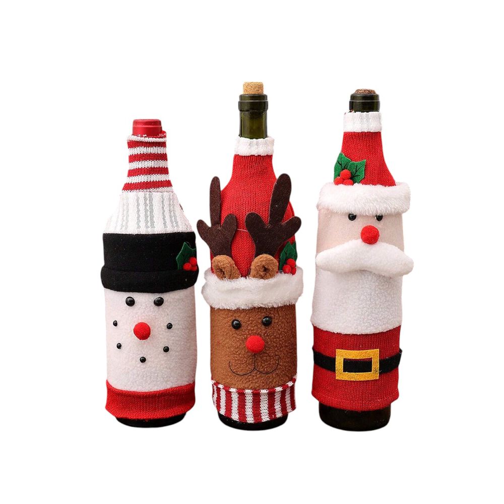 Juego 3 Fundas Botella Vino Decoración Navideña Hogar Pascua image number 0.0