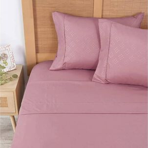 Sabanas Embossed 240 Hilos Super Soft Plumetti 1.5 Plazas. Rosado