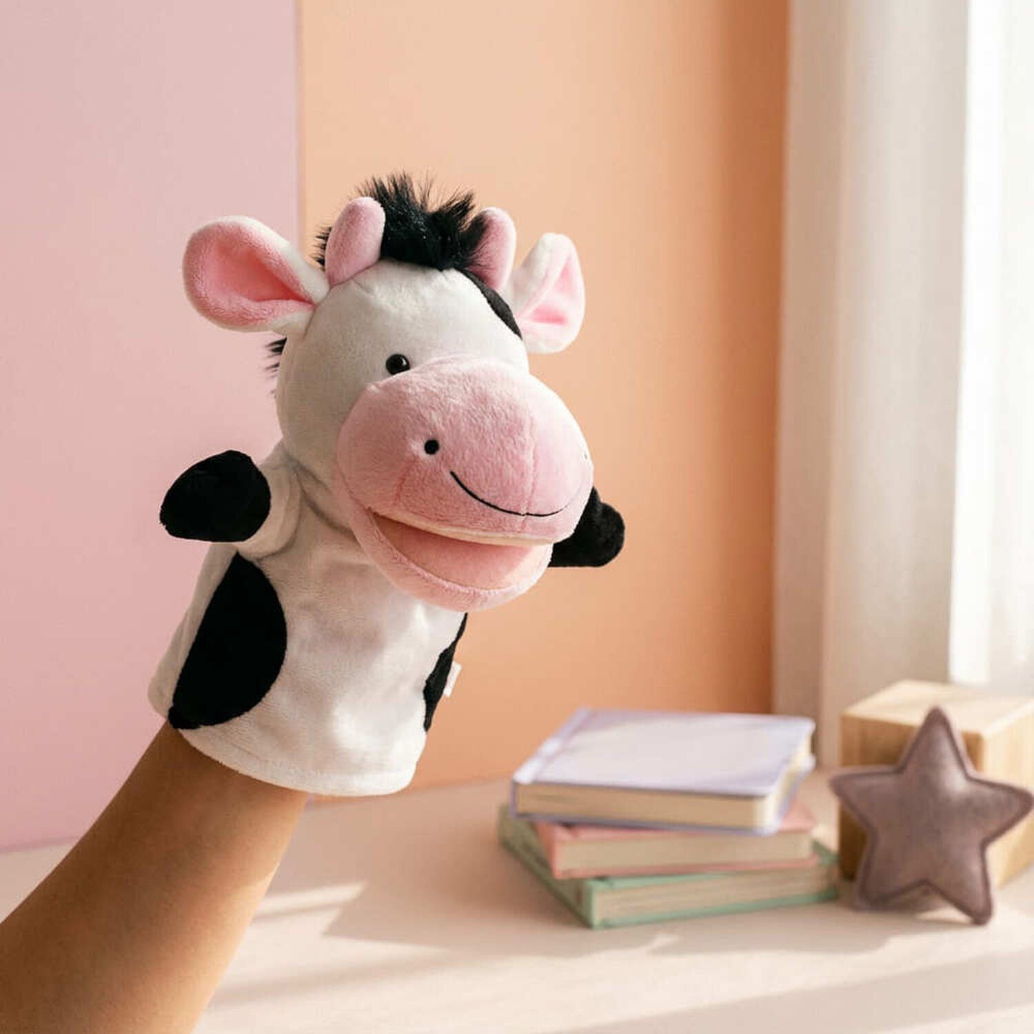 Peluche Titere Animal Zorro Vaca Leon Oveja Rana Lobo image number 3.0
