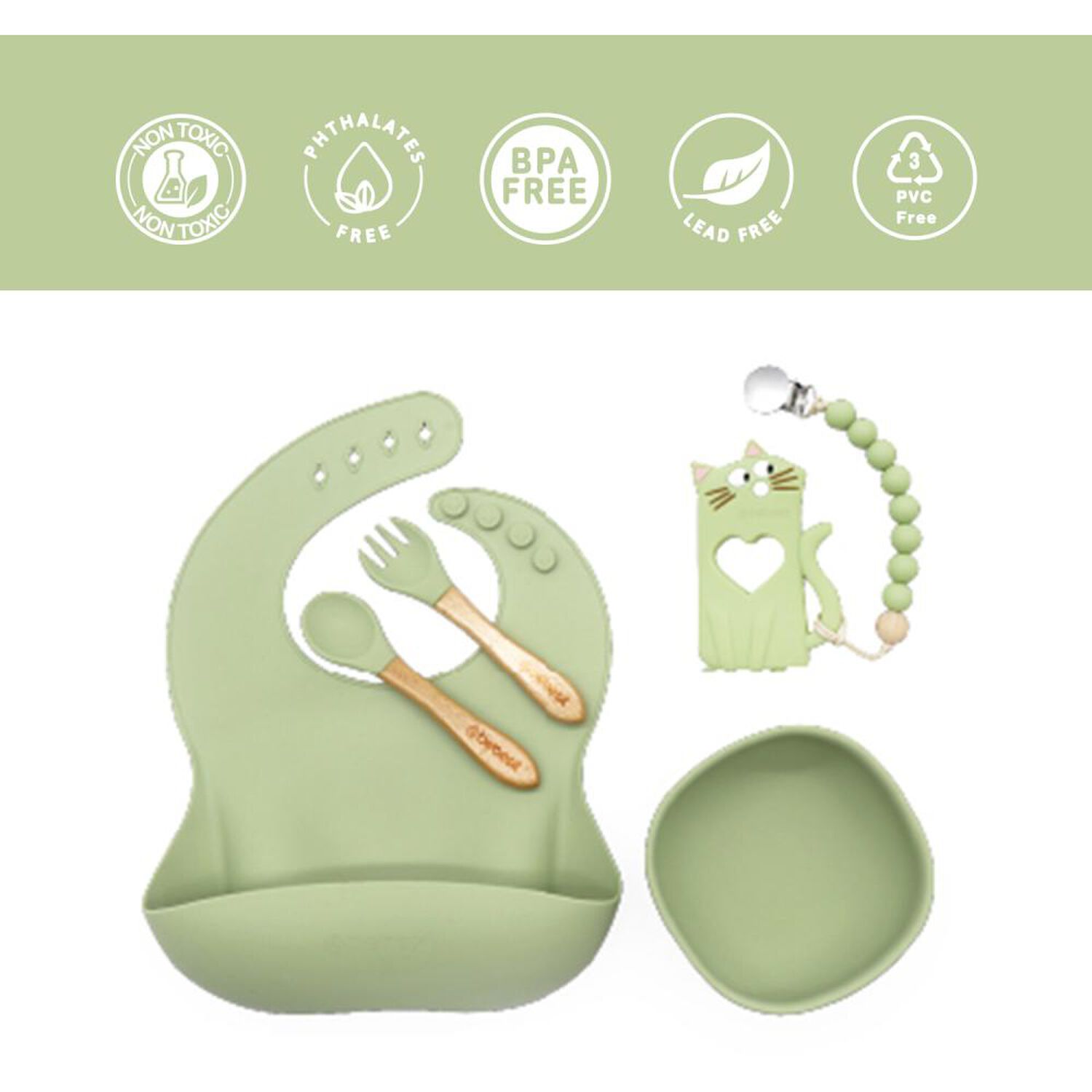 Set Alimentaci&oacute;n Bebesit March Silicona Verde image number 1.0
