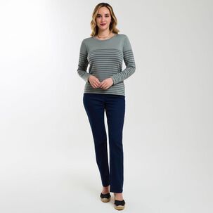 Sweater Listado Manga Larga Cuello Redondo Mujer Geeps