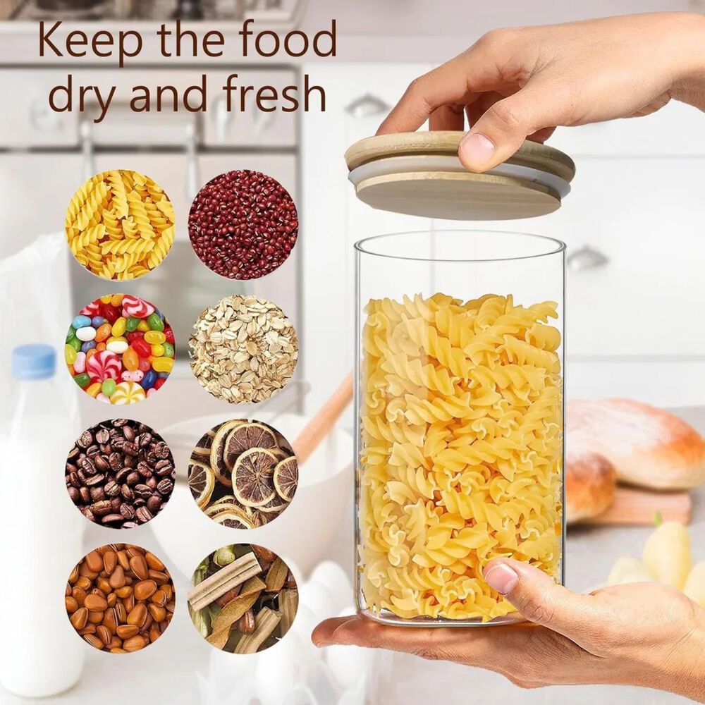 Set 6 Frascos Contenedor Tarro Herm&eacute;ticos Tapa Bamb&uacute; image number 3.0