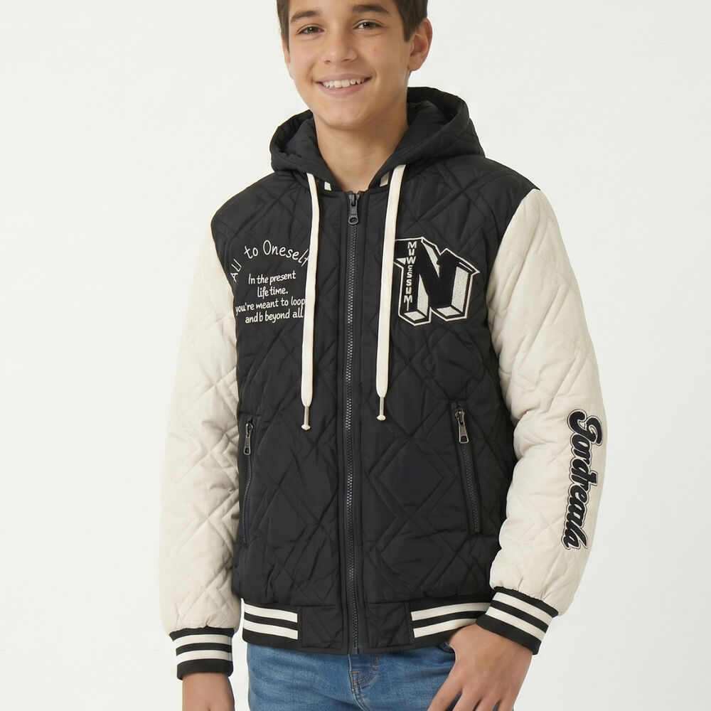Chaqueta Varsity Bomber Acolchada Capucha Urbana Desmontable image number 2.0