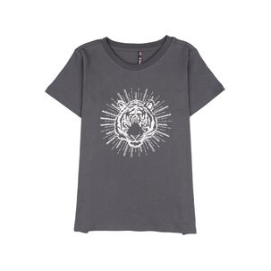Polera Print Folia Tigre Manga Corta Cuello Redondo Mujer Rolly Go