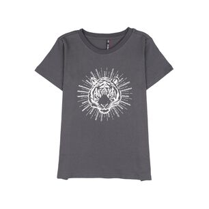 Polera Print Folia Tigre Manga Corta Cuello Redondo Mujer Rolly Go