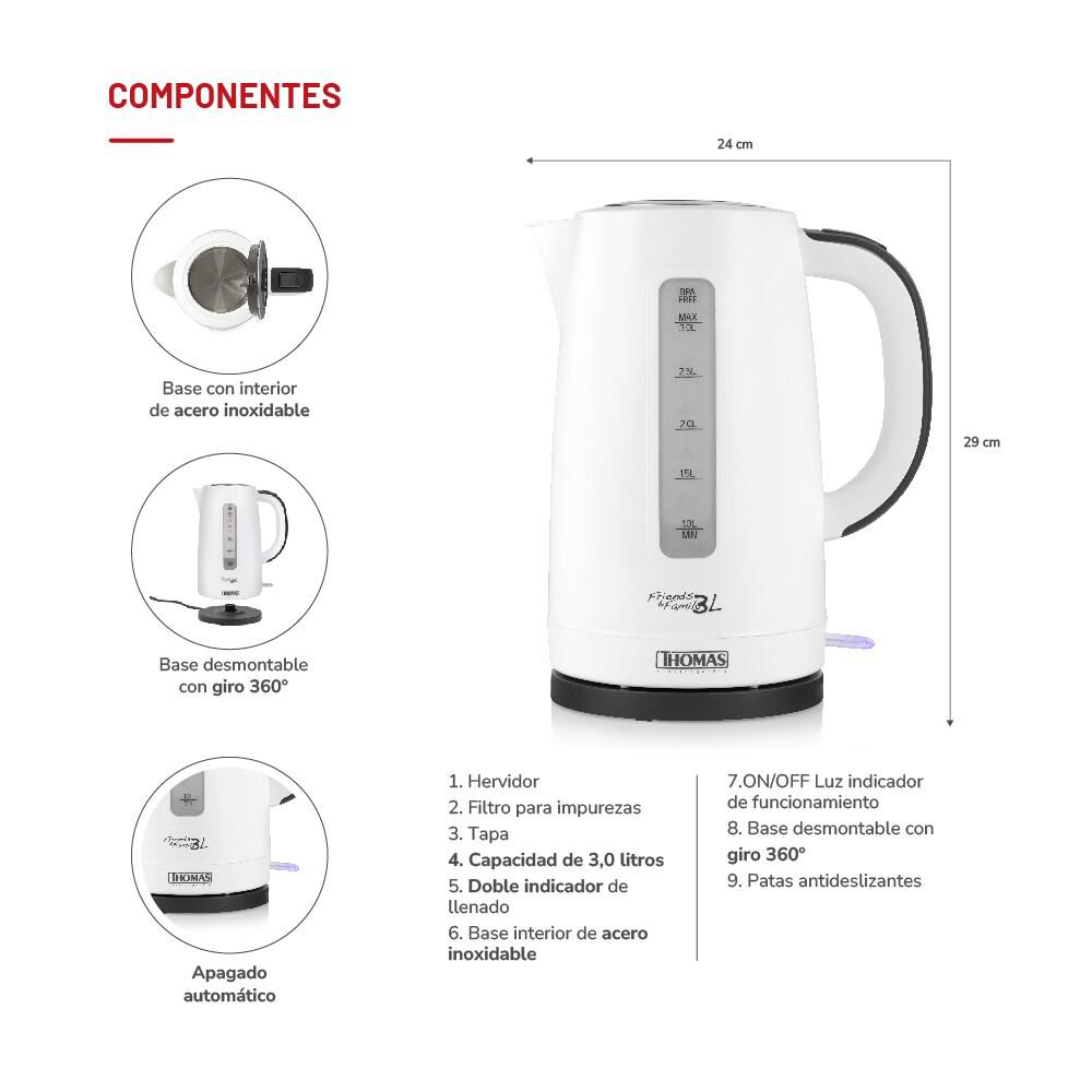 Hervidor Thomas Th-4351 / 3 Litros / 2200 Watts image number 5.0