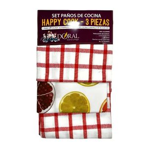 Set 3 Paños De Cocina Happy Cook Rojo
