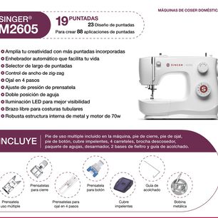 M&aacute;quina De Coser Recta Zig Zag Singer M2605