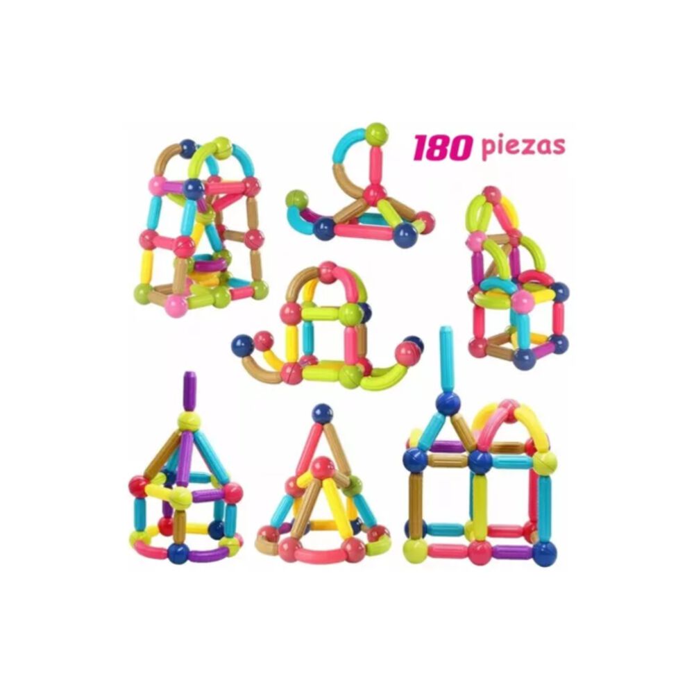 Juego Didactico Bloques Magneticos Construccion 180pcs Niños image number 4.0