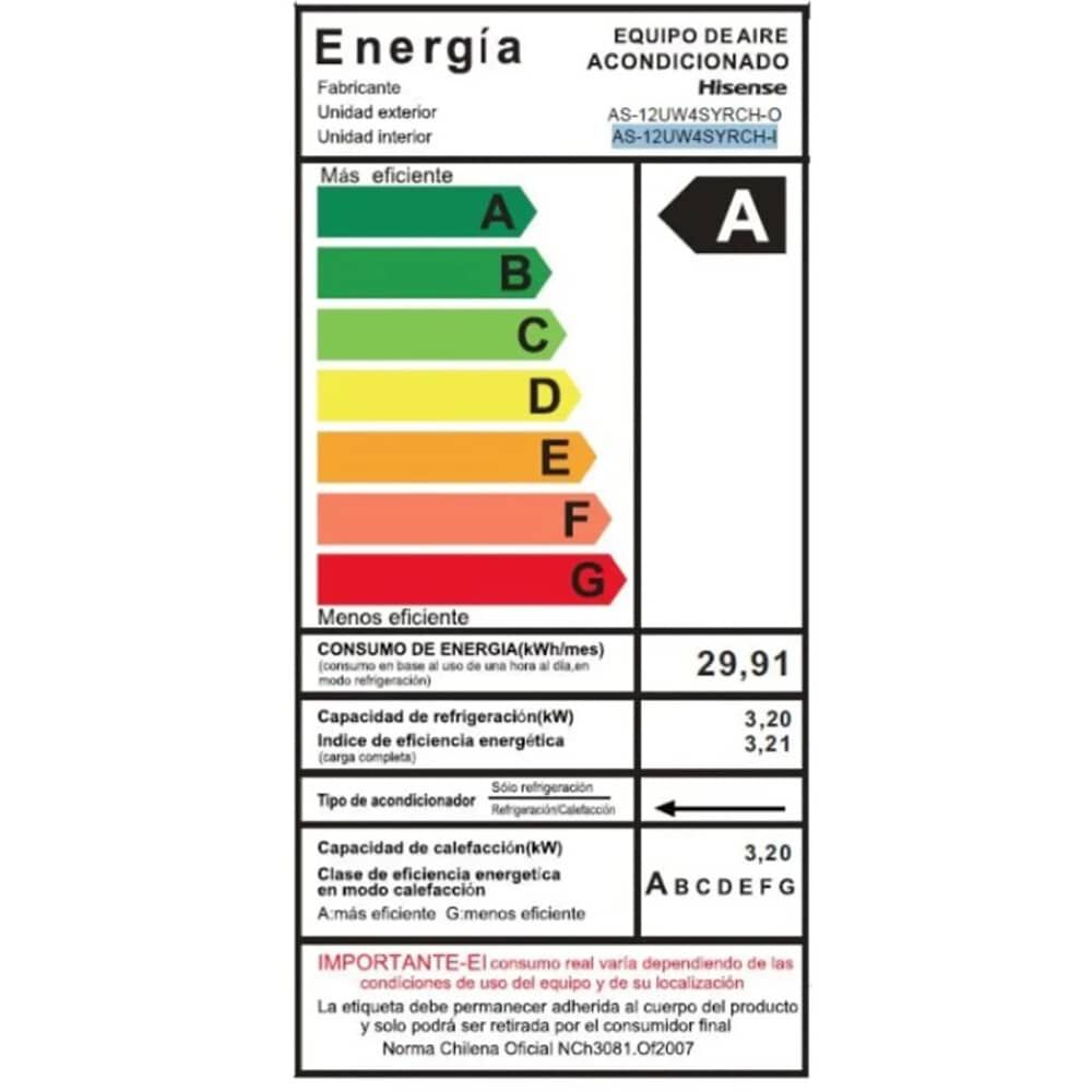 Aire Acondicionado Hisense 12.000 Btu - Hi Vida Inverter Wifi + Instalaci&oacute;n B&aacute;sica En Rm image number 1.0