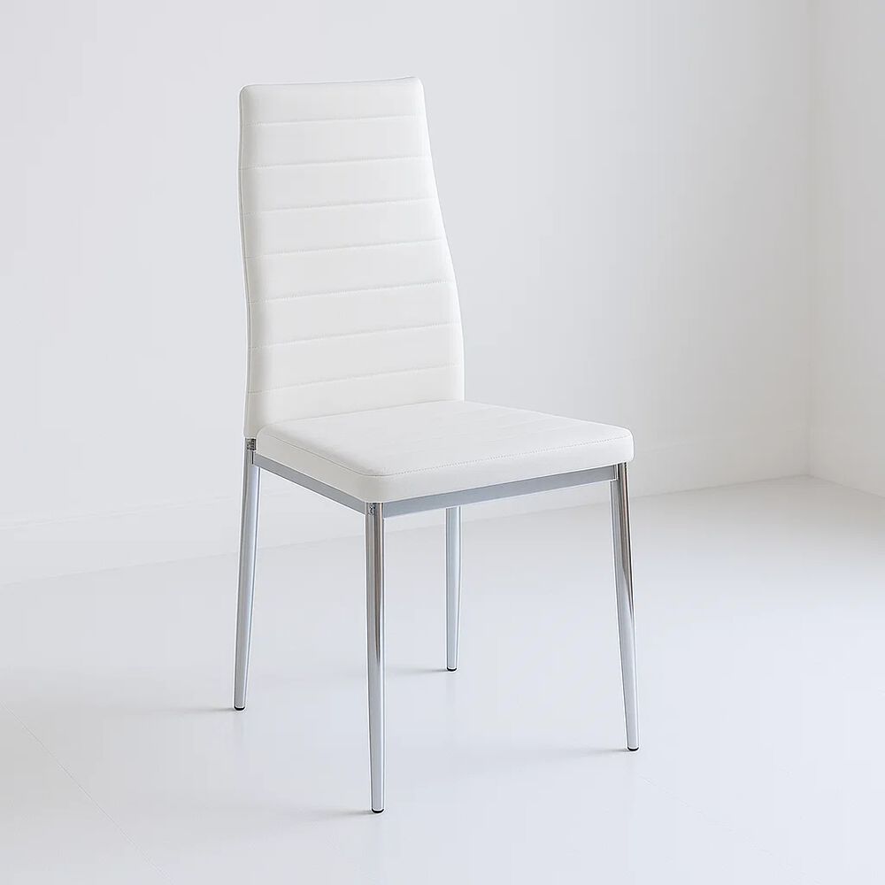 Silla Dining Acolchada Liana Con Patas Cromadas - Blanca image number 0.0