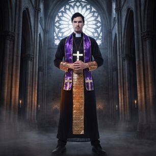 Disfraz Cosplay Cura Monje Morado Religioso