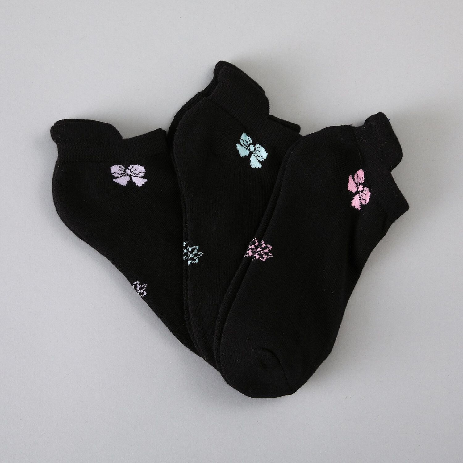 Calcetin 3x Pack Corto Bordado Flores Mujer 50766-2 image number 1.0