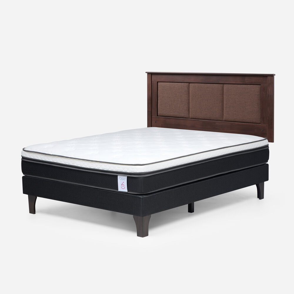 Cama Europea Rosen New Style 6 / 2 Plazas / Base Normal + Respaldo Rachel image number 1.0