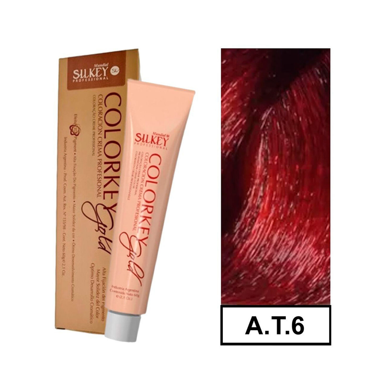 Colorkey Gold - Tintura Permanente Efecto 3d Pigment Silkey 60gr + Oxidante - At.6 Rubio Oscuro Rojizo Extra Red image number 0.0