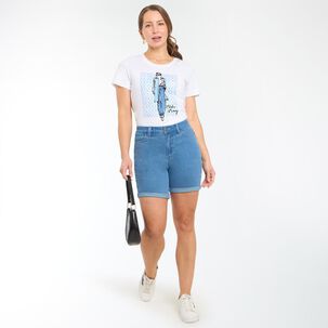 Bermuda B&aacute;sico Tiro Medio Regular Mujer Geeps