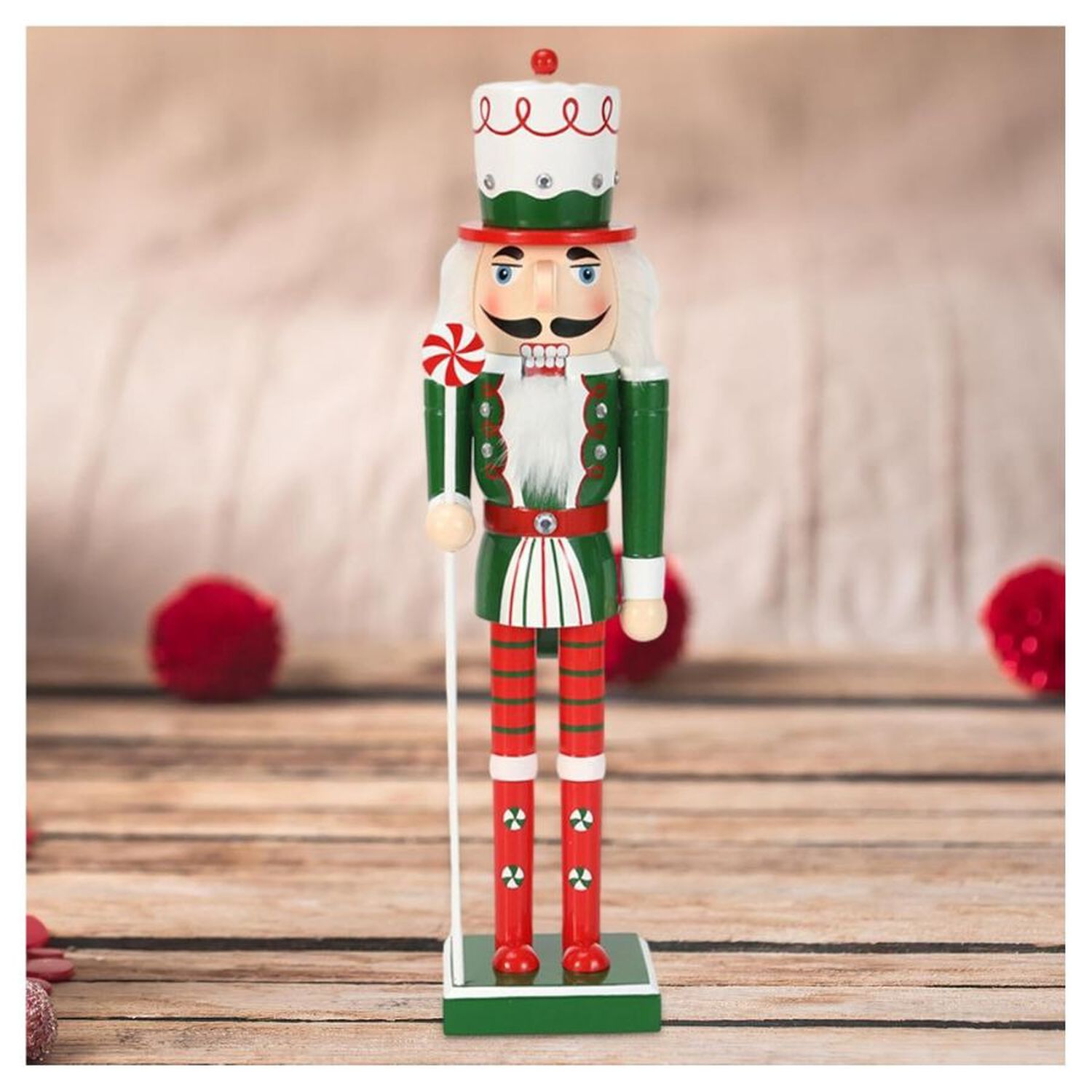 Cascanueces Navide&ntilde;o De Madera Dise&ntilde;o Bast&oacute;n De Caramelo 39cm image number 3.0