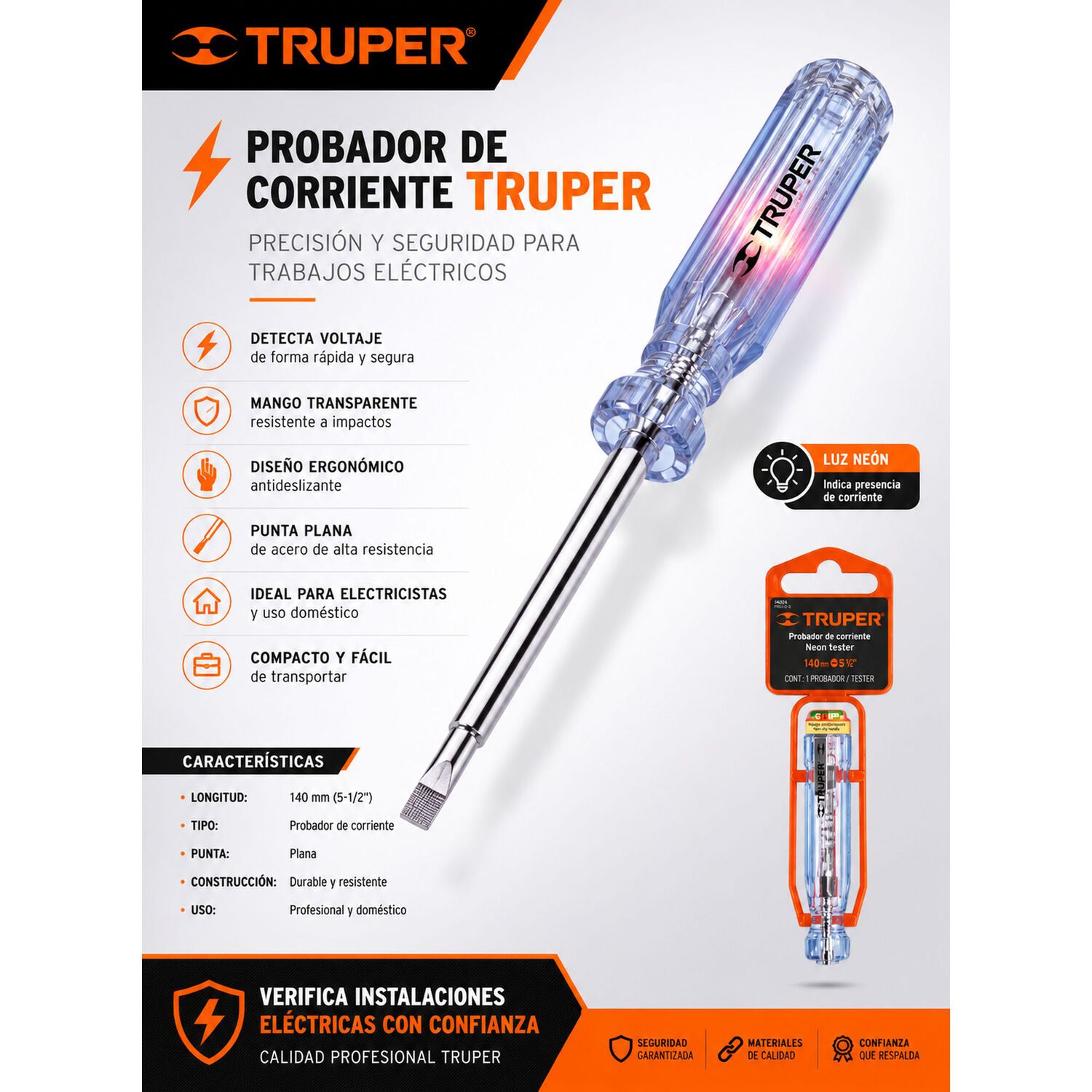 Probador De Corriente Tipo Desarmador Truper Proco-19 image number 4.0