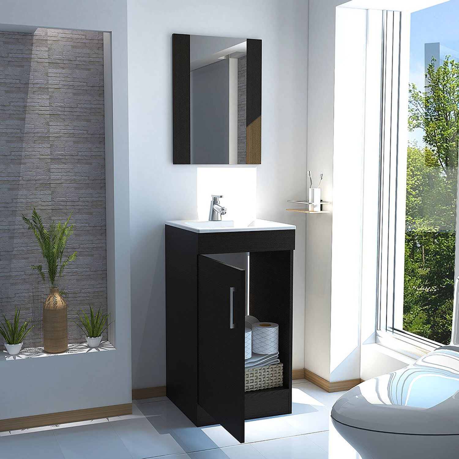 Combo Mueble Lavamanos Casa Ideal Madrid + Espejo Flotante Casa Ideal Madrid image number 1.0