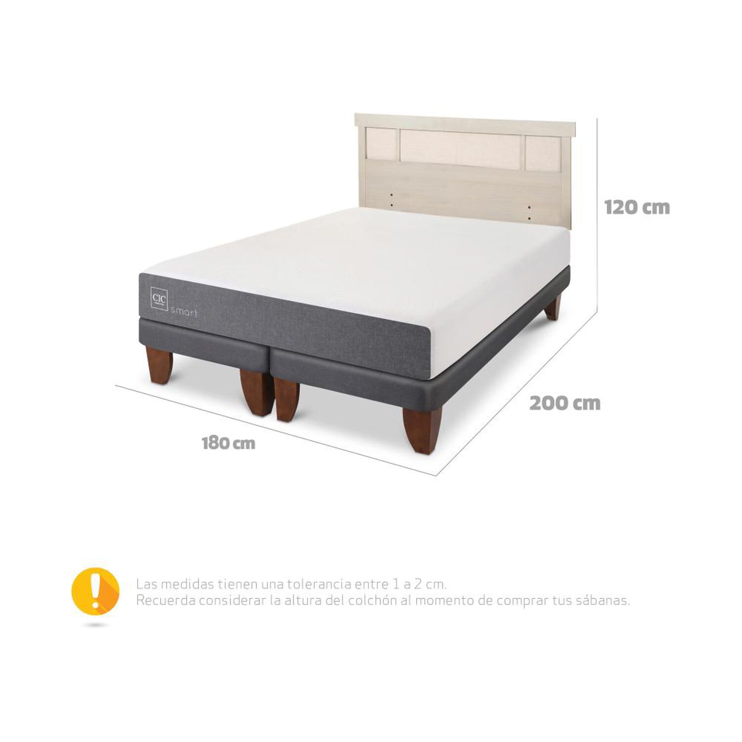 Cama Europea Cic Smart / King / Base Dividida + Respaldo image number 5.0