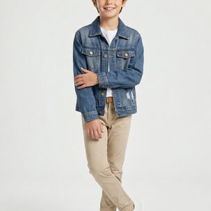 Chaqueta Mezclilla Ni&ntilde;o Juvenil Denim Destroyed Oversize