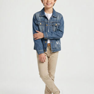 Chaqueta Mezclilla Ni&ntilde;o Juvenil Denim Destroyed Oversize