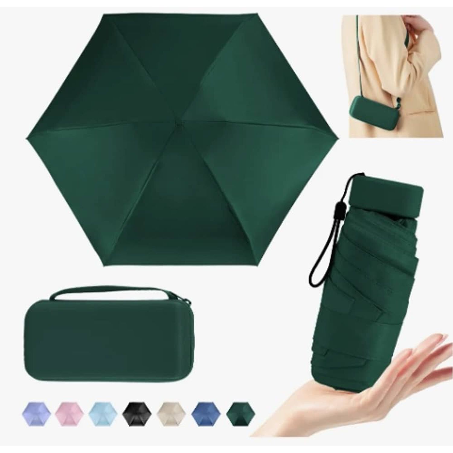 Mini Paragua Plegable Port&aacute;til Anti-uv Verde image number 0.0