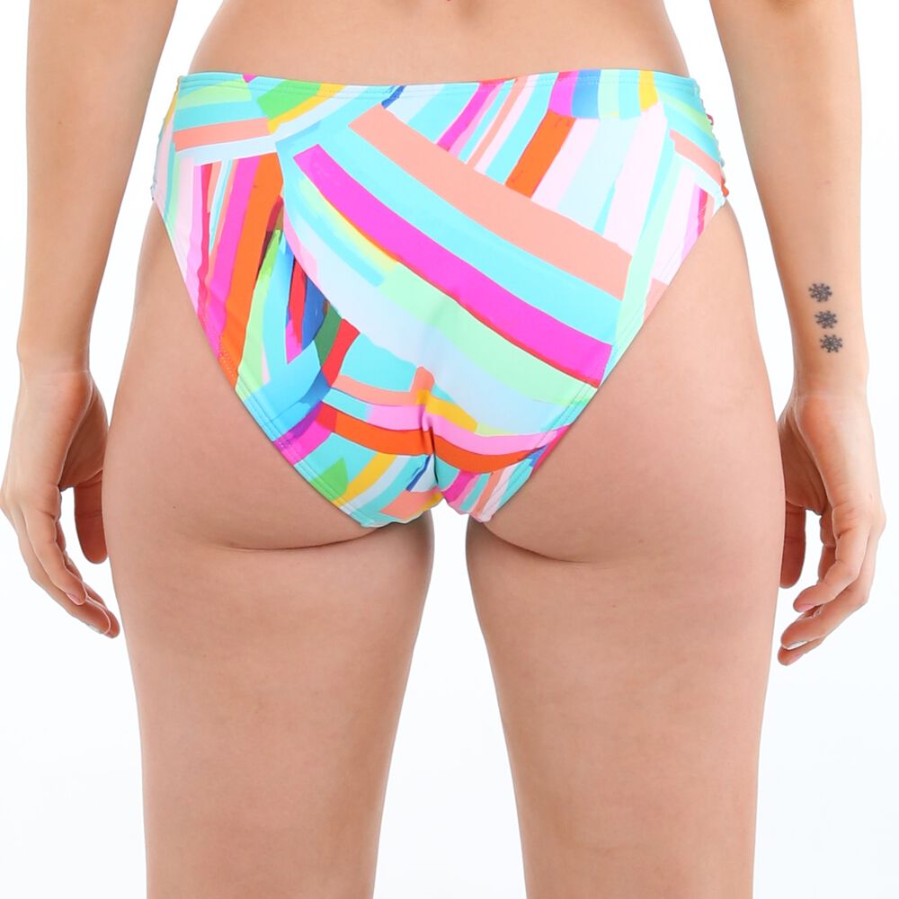Bikini Clásico Costados Drapeados Estampado Verde image number 2.0