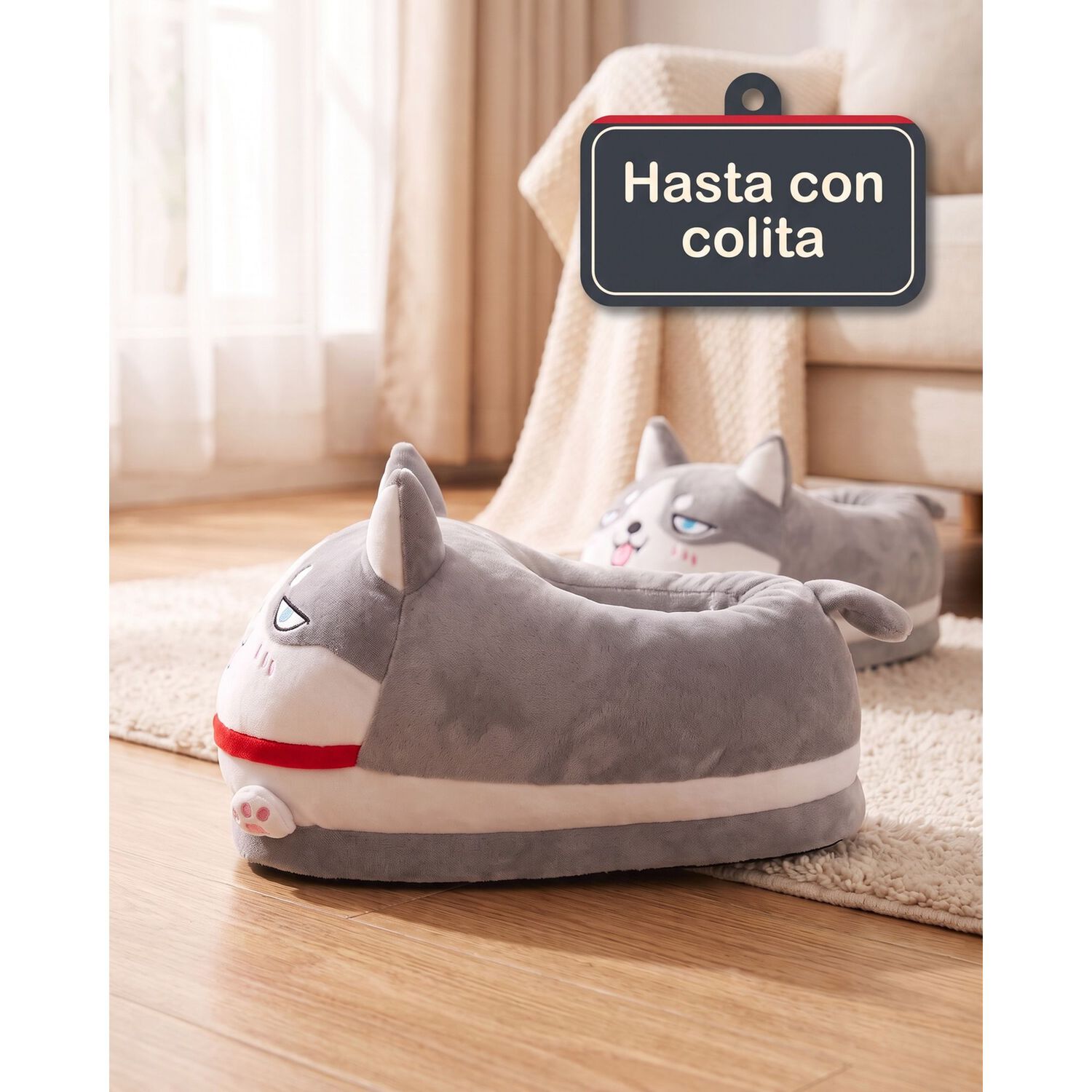 Pantuflas De Perrito Husky Kawai Talla Unica (38-43) image number 1.0