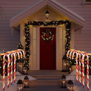 Set 5 Luces Navidad Bastones Led Estaca Solar Decorativas