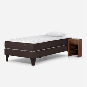 Cama Europea Rosen Ergo T / 1.5 Plazas / Base Normal + Velador Ferrara + Almohada Light