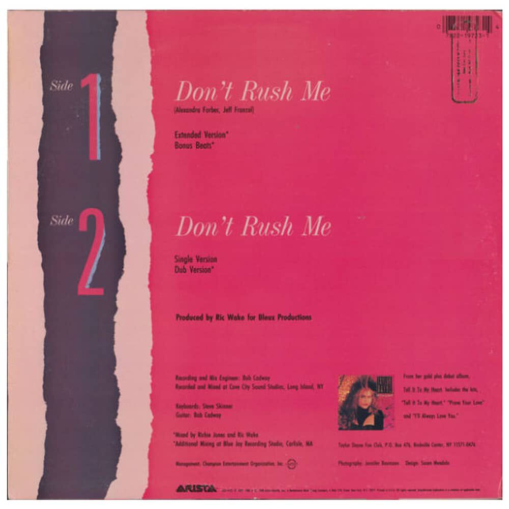 Taylor Dayne - Don't Rush Me | 12" Maxi Single Usado image number 1.0