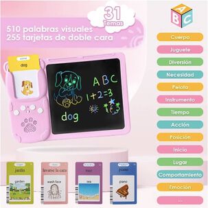 Tablero Did&aacute;ctico Con 255 Tarjetas Espa&ntilde;ol-ingl&eacute;s Para Ni&ntilde;os Rosado